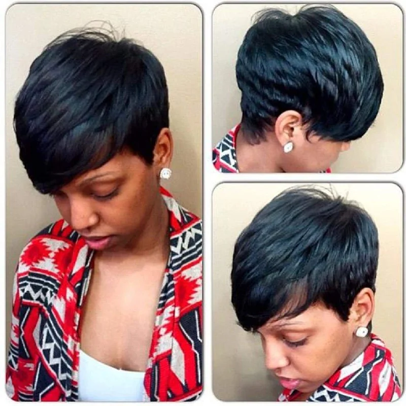 Luna 066 Short Black Pixie Straight Wig for Black Women